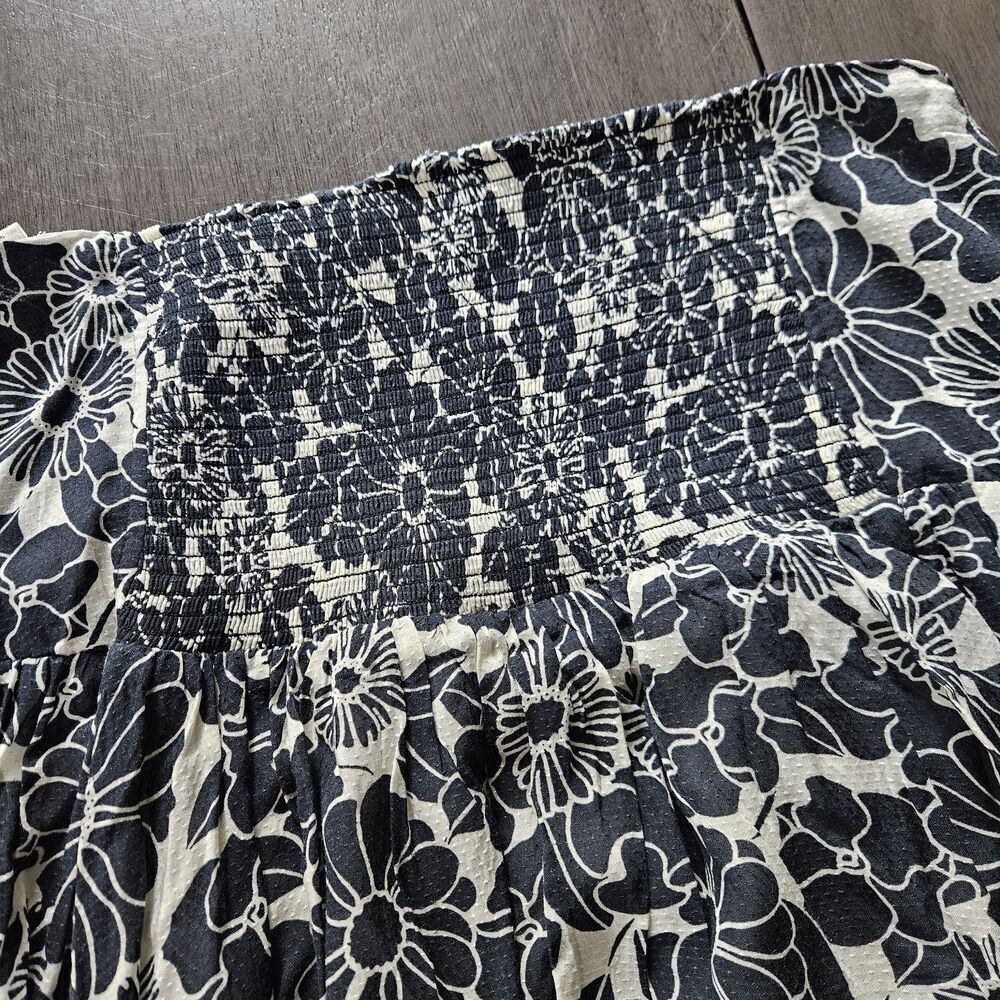 Anthropologie Daisie Midi Skirt Size Medium Midnight Blue Boho Lined Rouched - Picture 6 of 10
